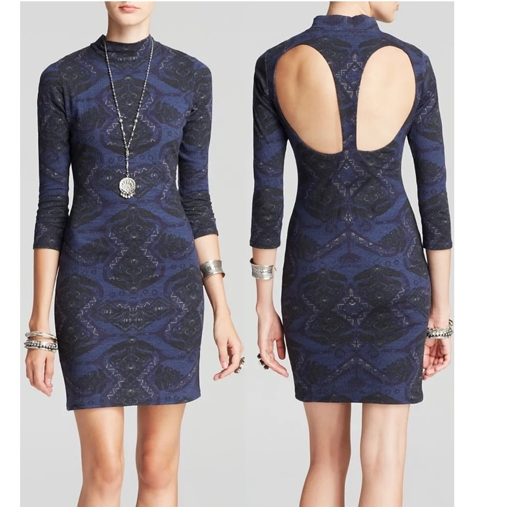 Free People Midnight Combo Cut Out Back Stretch Dress